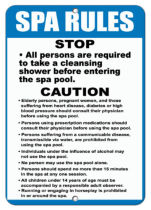 Spa Rules Signs