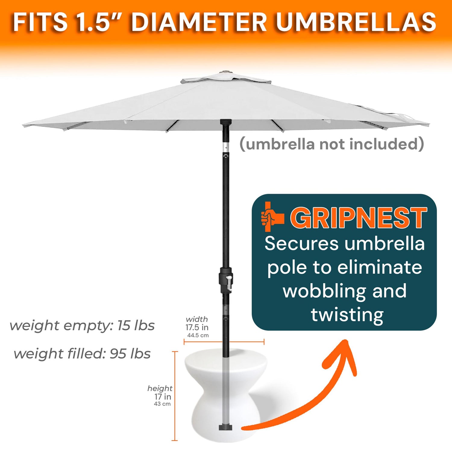 ShadeTable Water-Filled Pool, Patio & Dock Umbrella Table, White - Image 5