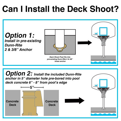 Deck Shoot Combo Deck-Mounted Pool Basketball & Volleyball Set, White (2 & 3/8