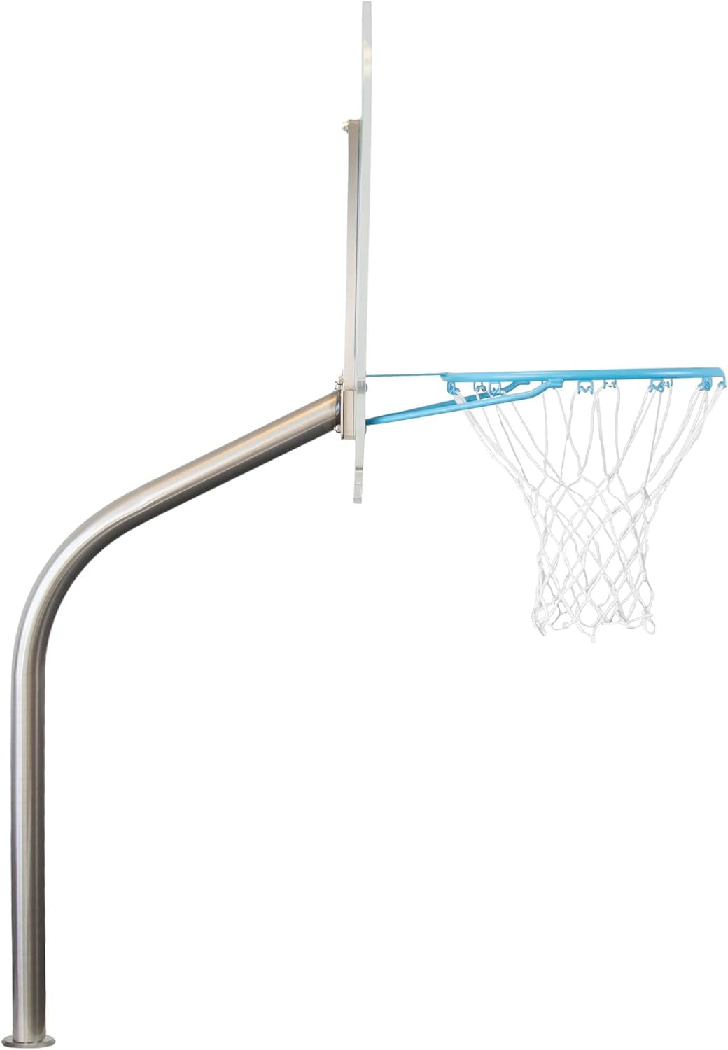 Premium Regulation Clear Hoop Deck-Mounted Pool Basketball Set, Stainless Steel Post, Clear Thick Acrylic Backboard and Stainless Steel Rim and Basketball with Mounting Anchor