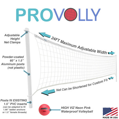 ProVolly Deck-Mounted Pool Volleyball Net (1.5