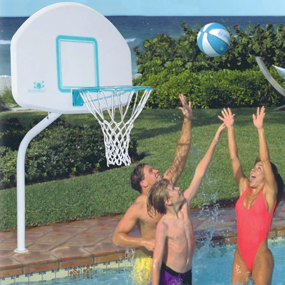 Dunn-Rite Products Deck Shoot Poolside Deck-Mounted Basketball Hoop Set, Choose White or Clear