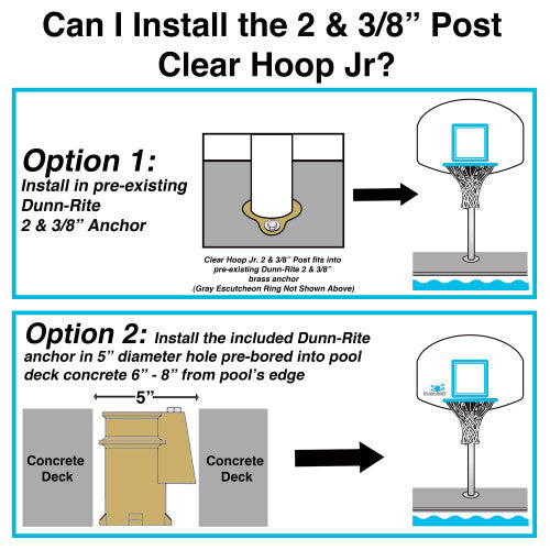 ClearHoop Jr. Combo Deck-Mounted Pool Basketball and Volleyball Set (2 & 3/8