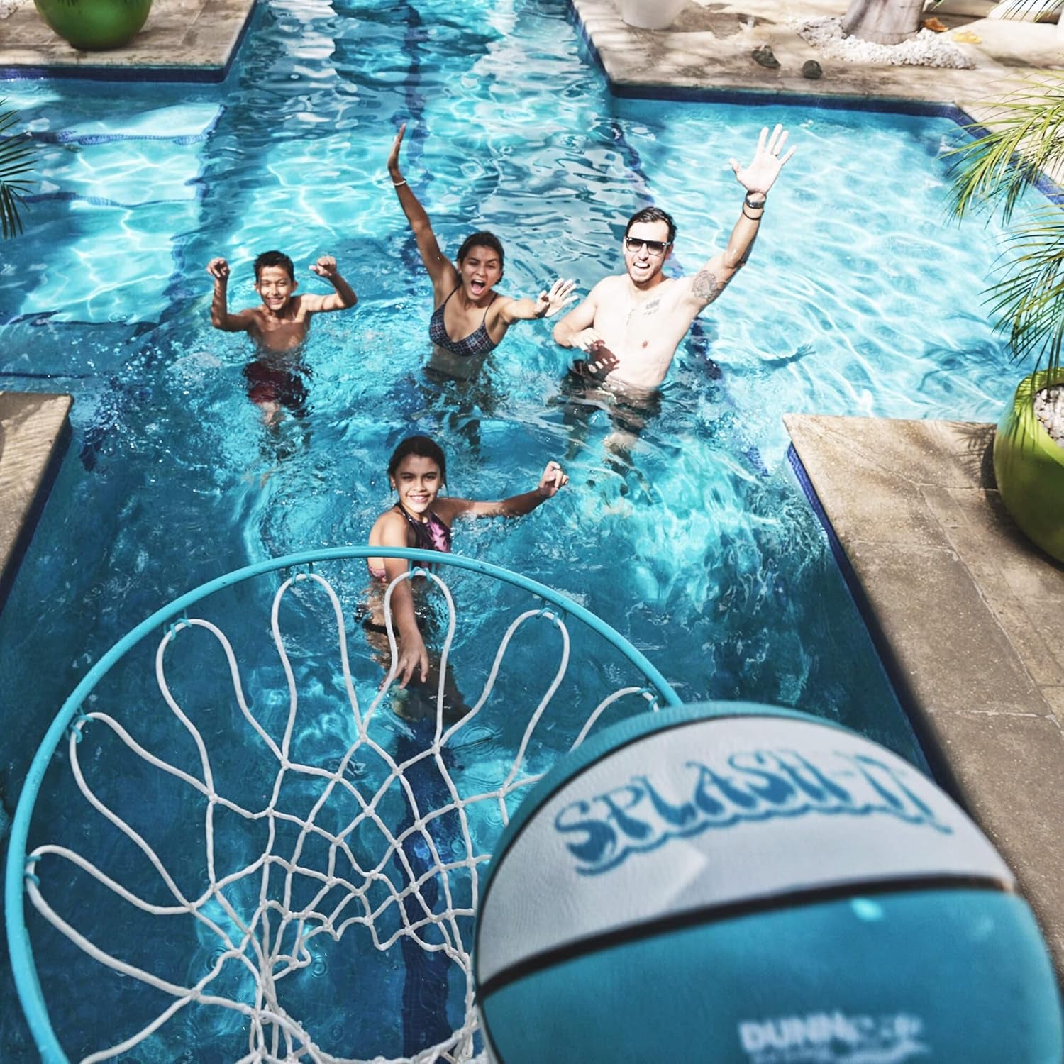Dunn-Rite Products Deck Shoot Poolside Deck-Mounted Basketball Hoop Set, Choose White or Clear