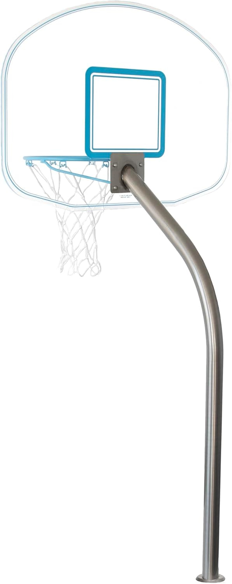 Dunn-Rite Clear Hoop Jr. 1.90 Poolside Deck-Mounted Basketball Hoop W/Ball & 14 Inch Stainless Steel Rim