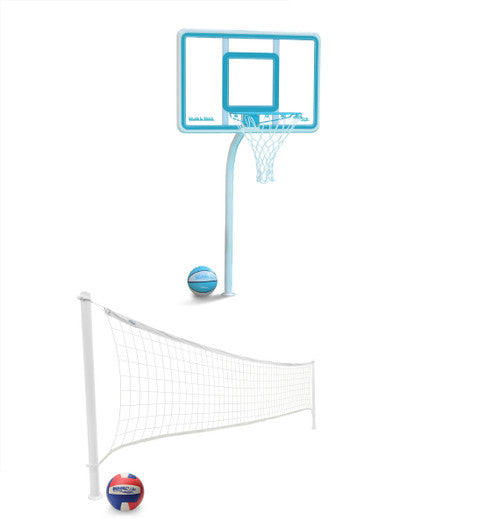 Deck Shoot Combo Deck-Mounted Pool Basketball & Volleyball Set, Clear (2 & 3/8