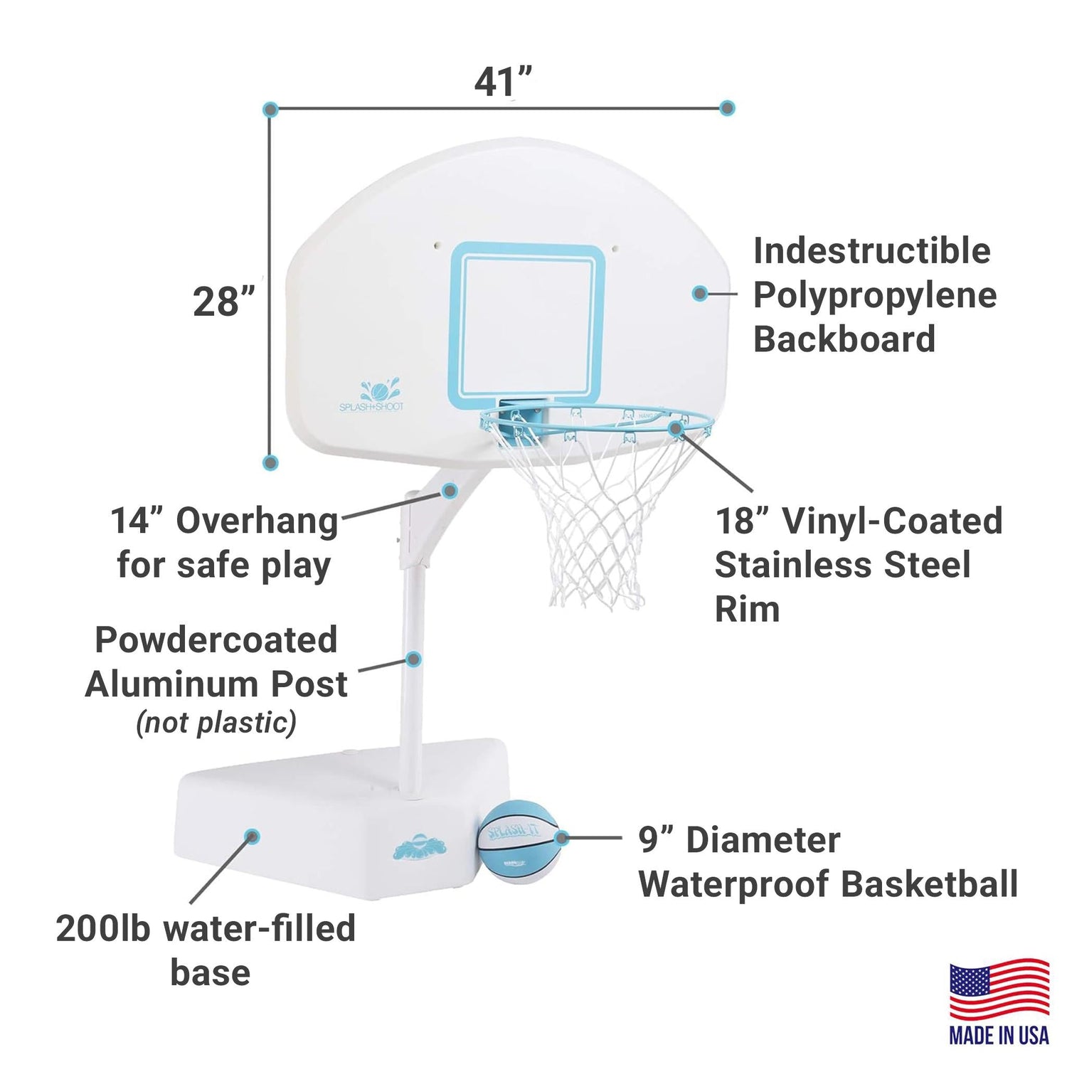 Splash & Shoot White Pool Basketball Hoop, Aqua - Image 5
