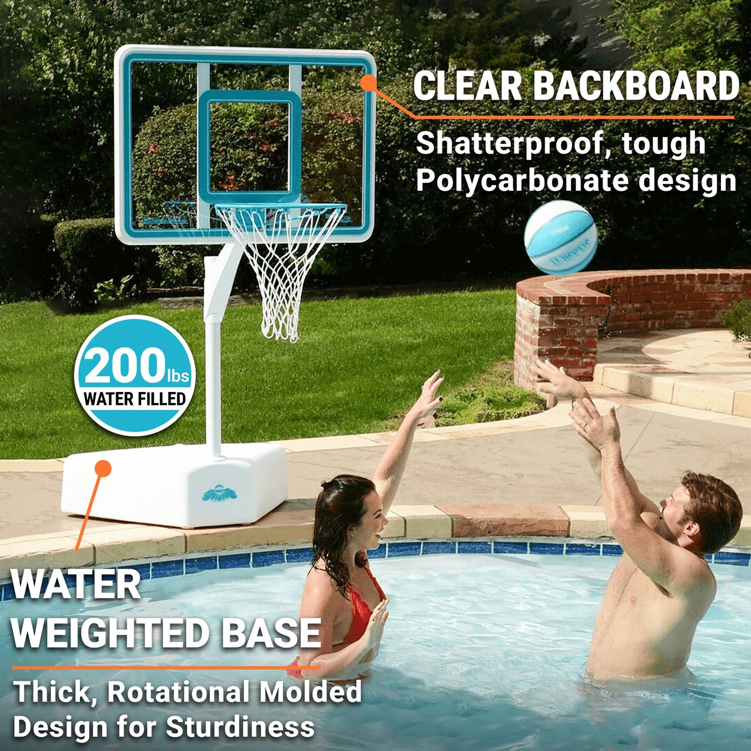 Splash & Shoot Clear Pool Basketball Hoop, Aqua - Image 2