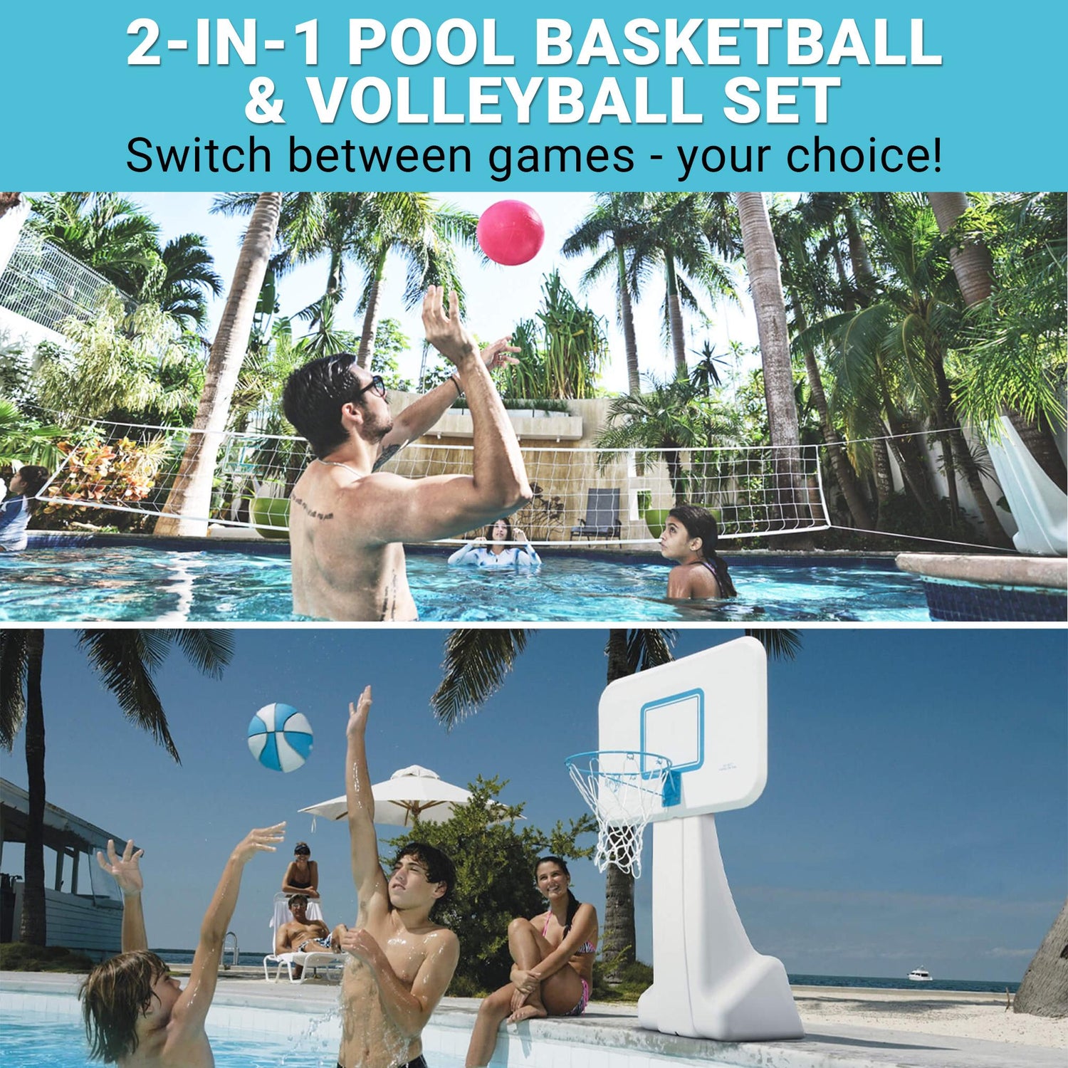 PoolSport Basketball and Volleyball Combo - Image 2