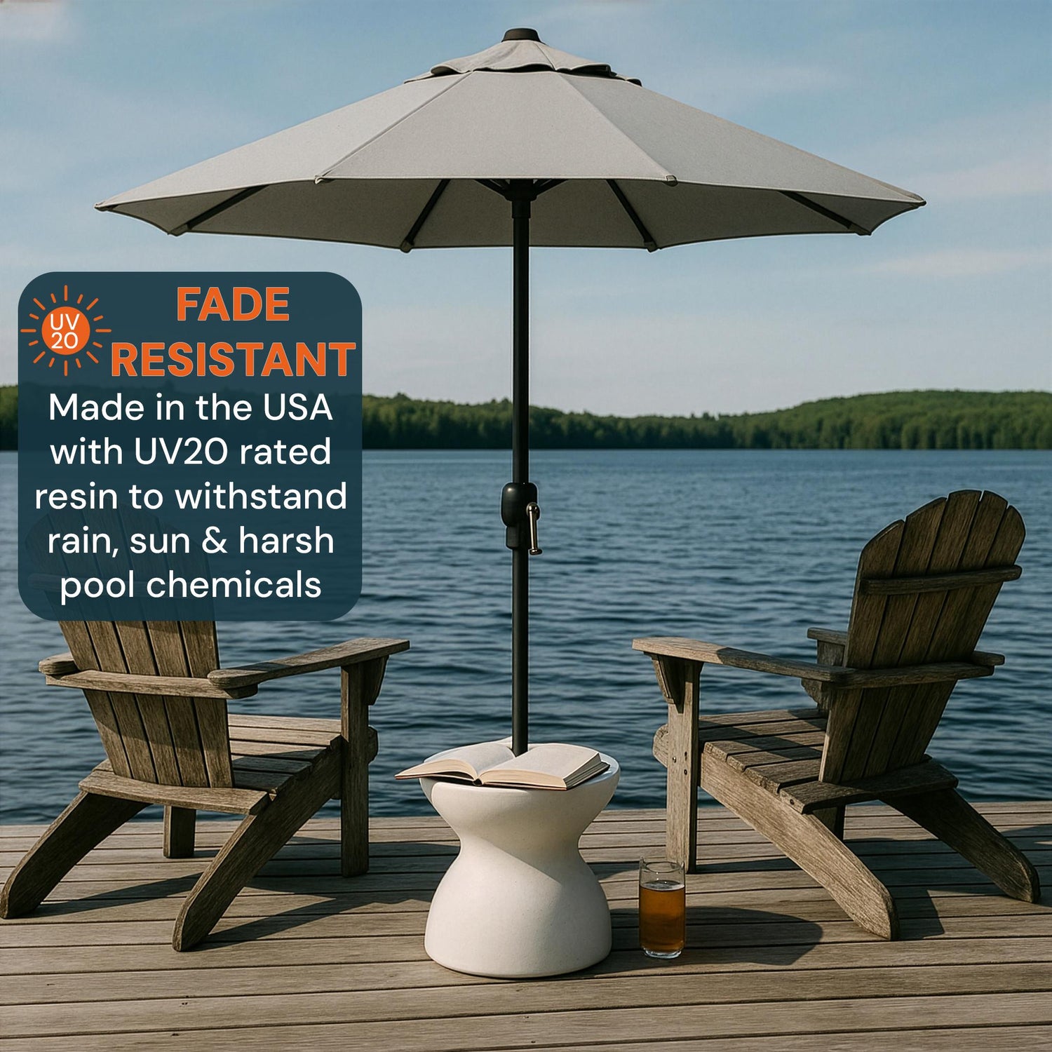 ShadeTable Water-Filled Pool, Patio & Dock Umbrella Table, Granite - Image 4