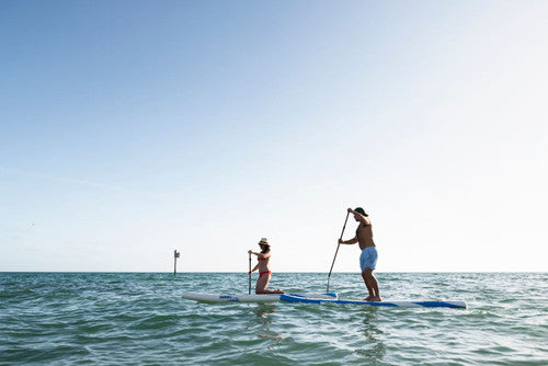 White with Blue Inflatable SUP - Image 4
