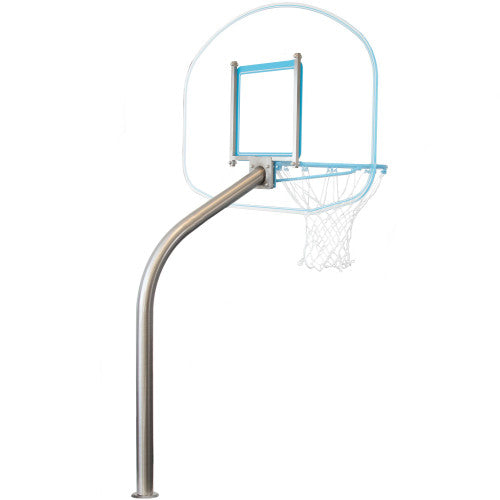 Regulation Clear Hoop Combo Deck-Mounted Pool Basketball and Volleyball Set (2 & 3/8