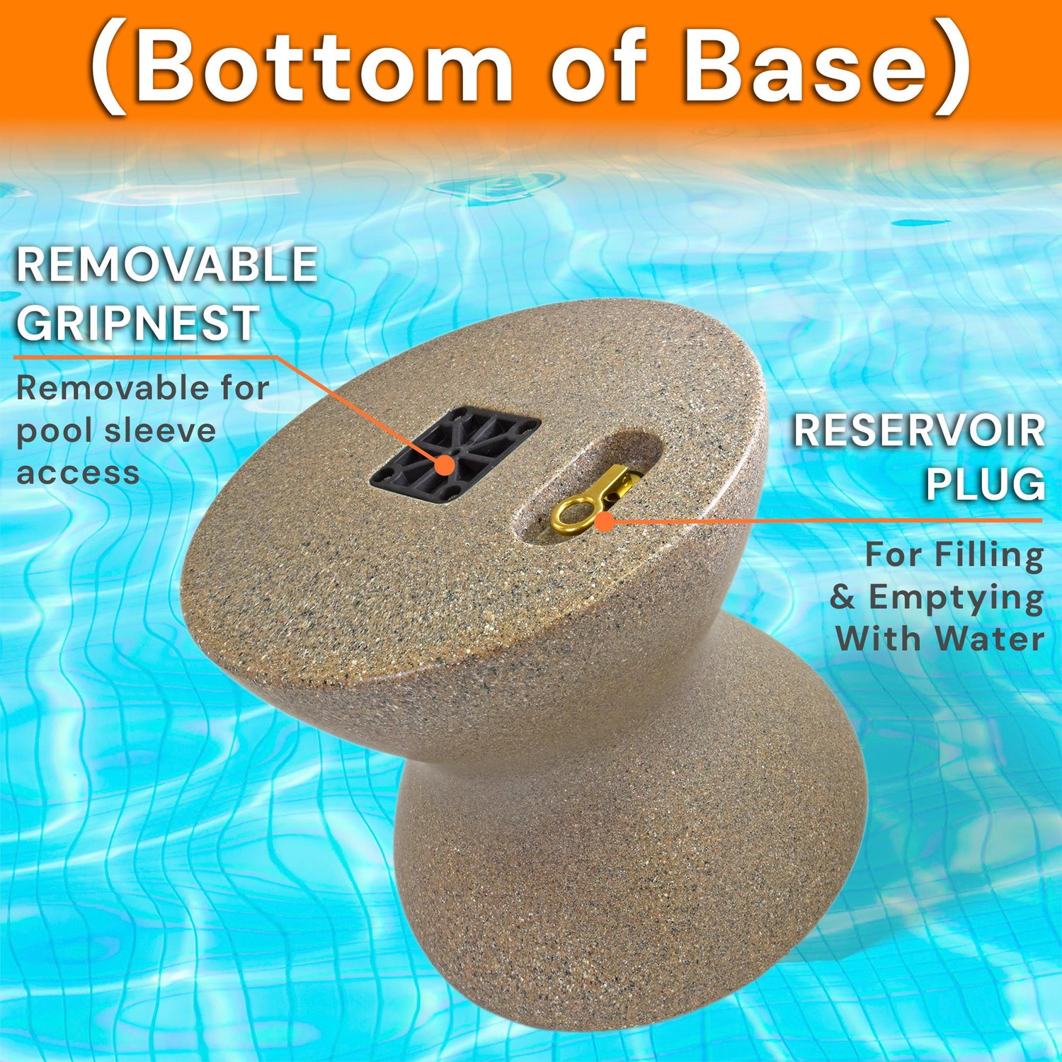 ShadeTable Water-Filled Pool, Patio & Dock Umbrella Table, Sandstone - Image 9