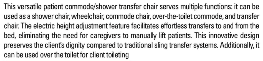 4-in-1 Electric Height Shower Commode Chair 4