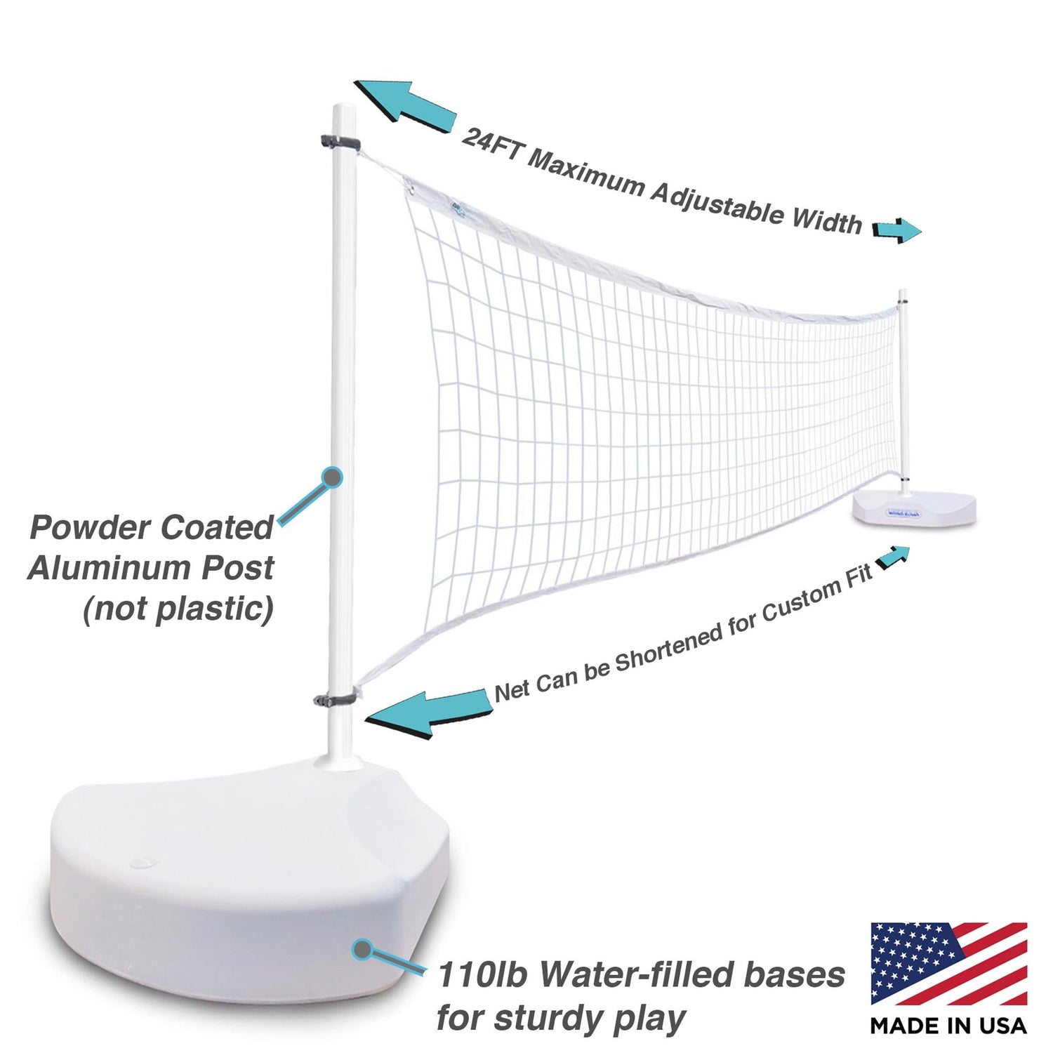 WaterVolly Pool Volleyball Net, White - Image 4