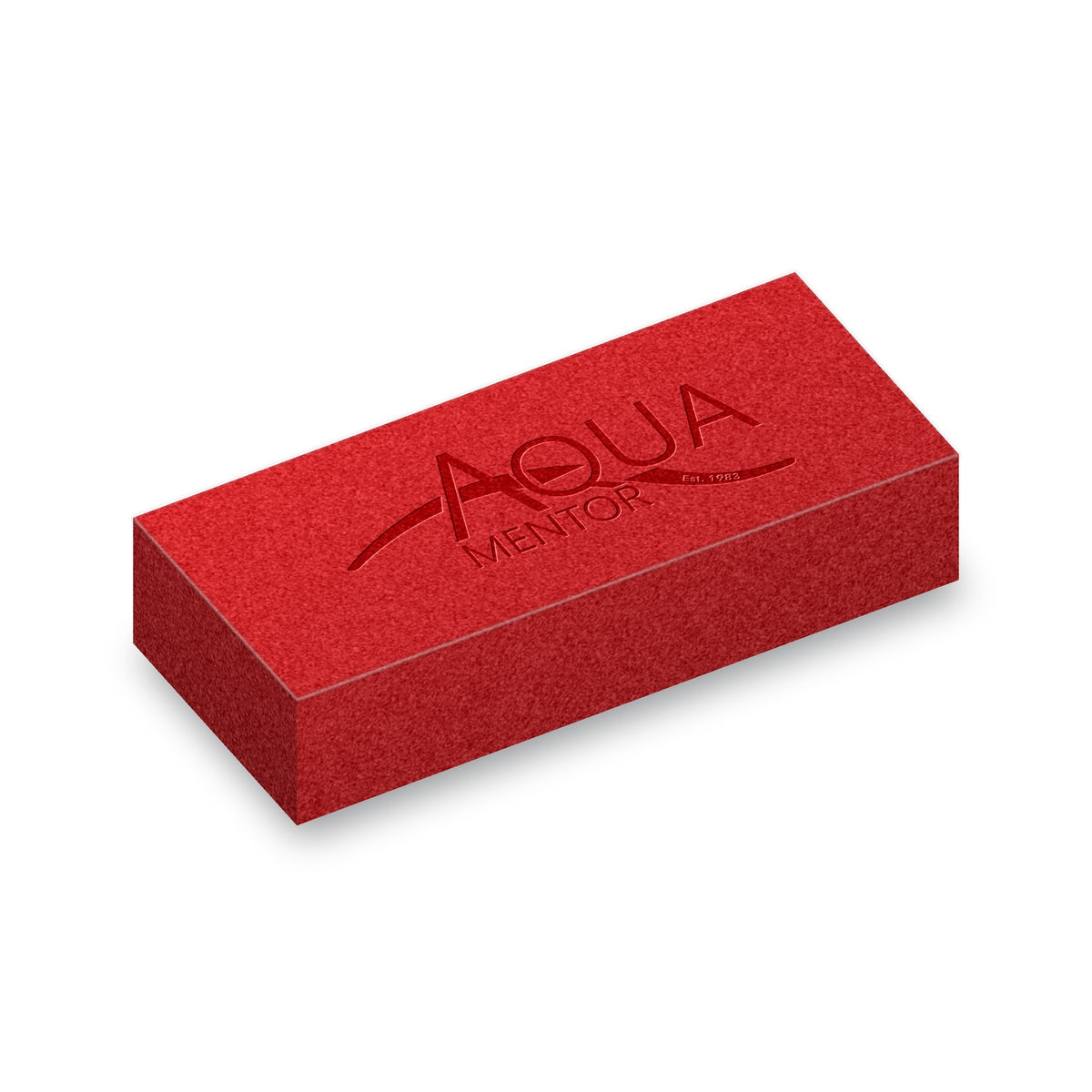 Red Aquamentor foam training block with debossed Aquamentor logo
