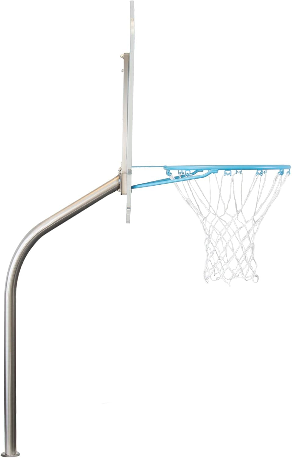 Dunn-Rite Clear Hoop Jr. 1.90 Poolside Deck-Mounted Basketball Hoop W/Ball & 14 Inch Stainless Steel Rim