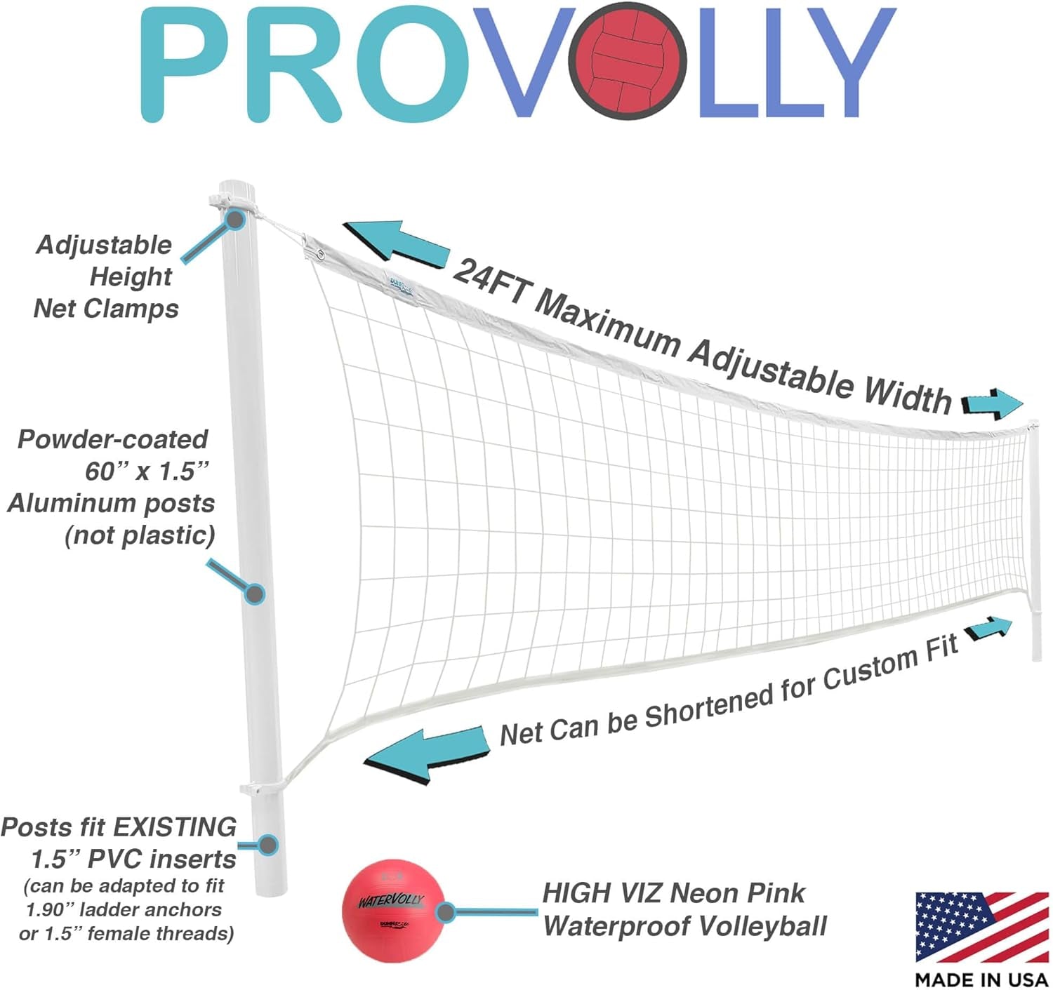 Dunn-Rite Products Provolly Retrofit Pool Volleyball Kit