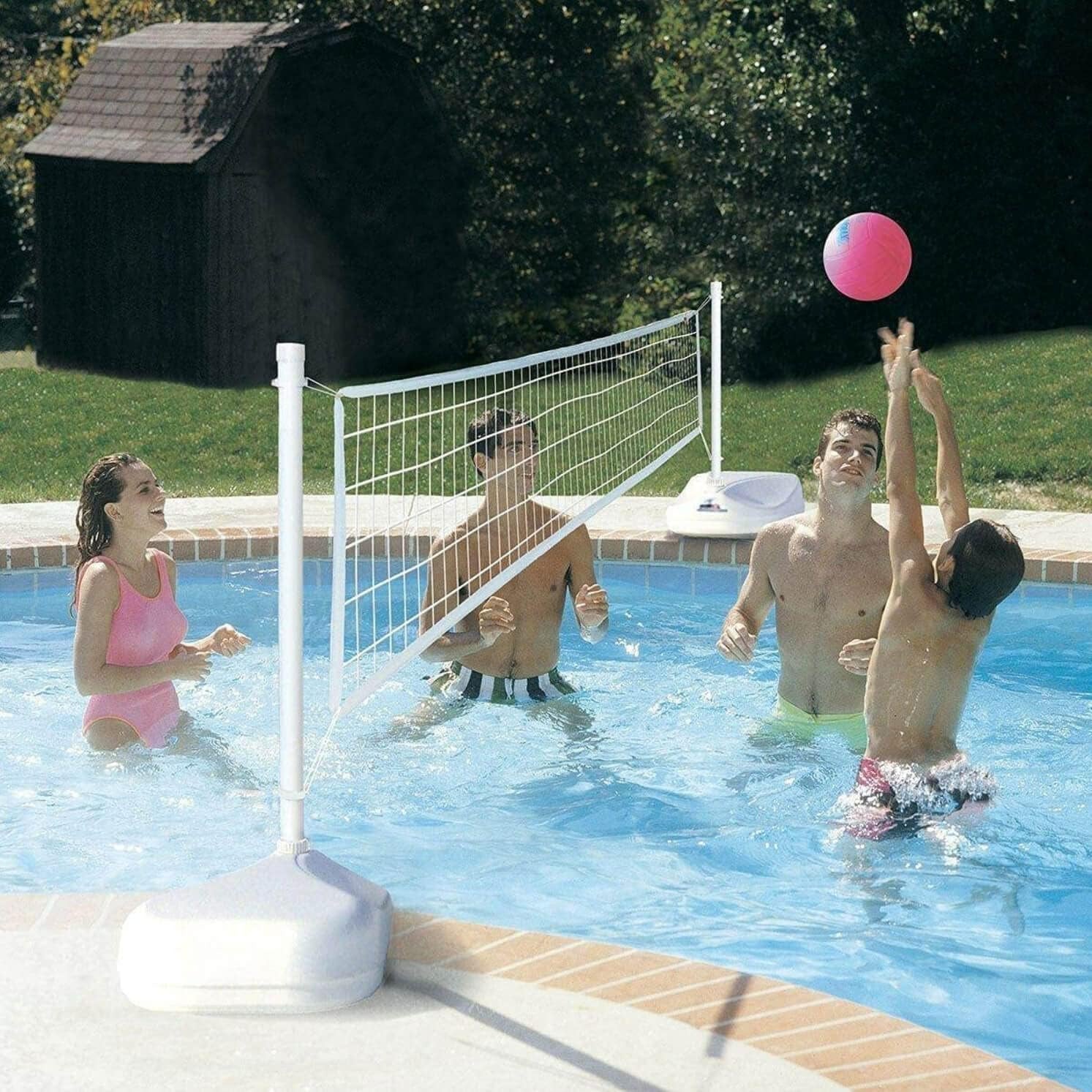 Dunn-Rite Aquavolly Pool Volleyball Net Set for Adults & Kids, White