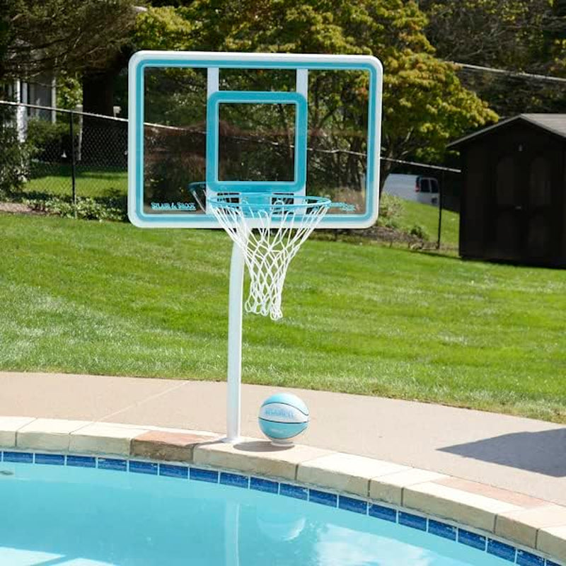 Dunn-Rite Products Deck Shoot Poolside Deck-Mounted Basketball Hoop Set, Choose White or Clear