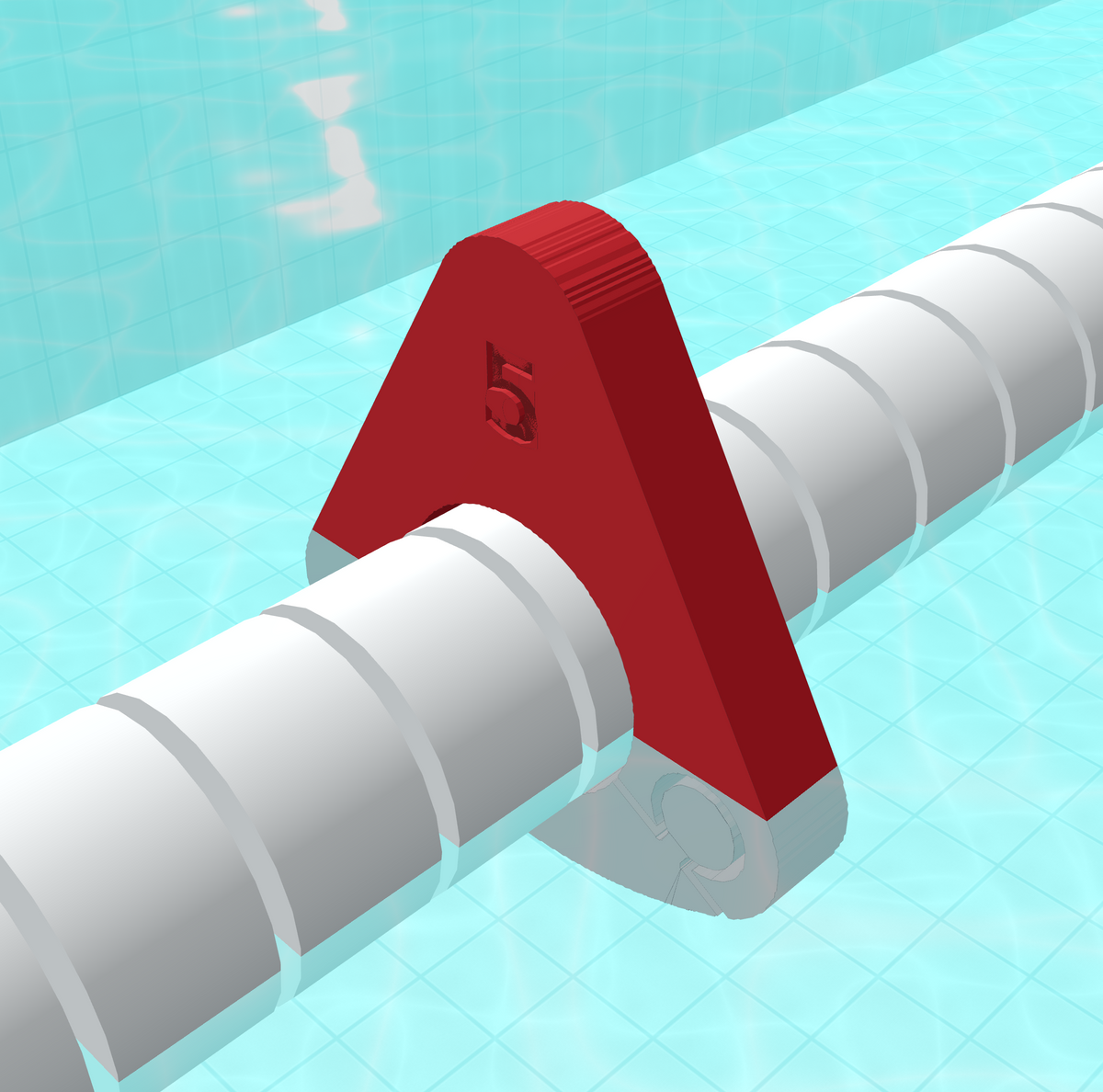 6 inch one-piece water polo field-of-play marker (v7) on a 150 mm lane line