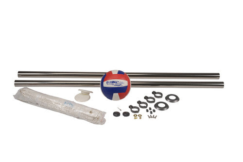 DeckVolly Deck-Mounted Pool Volleyball Net, White (1.90
