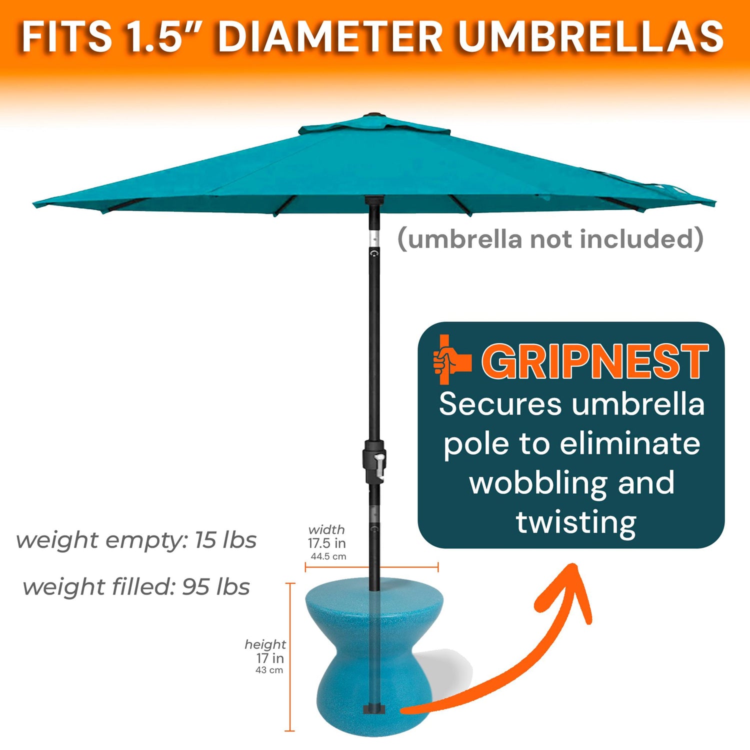ShadeTable Water-Filled Pool, Patio & Dock Umbrella Table, Teal Granite - Image 5