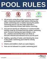 HAWAII Pool Rules Sign - Haw. Admin. Rules 11-10-22 (Public Swimming Pools)