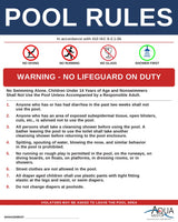 INDIANA Pool Rules Sign - 410 IAC 6-2.1-36 Warning Signs