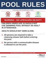 MASSACHUSETTS Pool Rules Sign - 105 CMR 435.000 Sanitary Standards for Swimming Pools