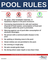 MICHIGAN Pool Rules Sign - Mich. Admin. Code R 325.2192 + R 325.2198