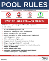 NEVADA Pool Rules Sign - NAC 444.276 + SNHD 4-402.2