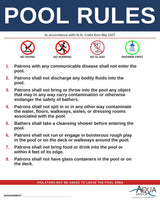 NEW HAMPSHIRE Pool Rules Sign - N.H. Code Admin. R. Env-Wq 1107.02 + 1107.04