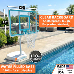 Junior Hoop Clear Pool Basketball Hoop, Aqua - Image 2