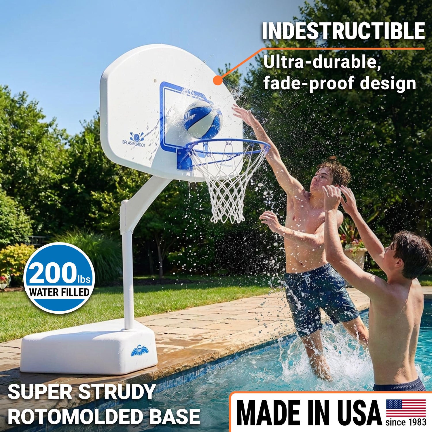 Splash & Shoot White Pool Basketball Hoop, Blue - Image 2