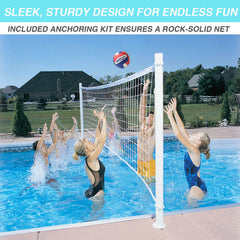 Deck Shoot Combo Deck-Mounted Pool Basketball & Volleyball Set, Clear (2 & 3/8" Posts with Anchors Included) - Image 3