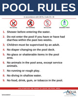 PENNSYLVANIA Pool Rules Sign - 28 Pa. Code Chapter 18 (Public Swimming and Bathing Places)
