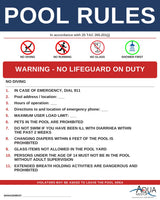 TEXAS Pool Rules Sign - 25 TAC 265.201(j)