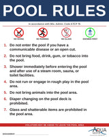 WISCONSIN Pool Rules Sign - Wis. Admin. Code ATCP 76.23 + 76.29