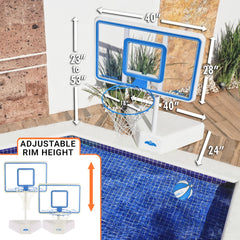 Splash & Shoot Clear Pool Basketball Hoop, Blue - Image 4