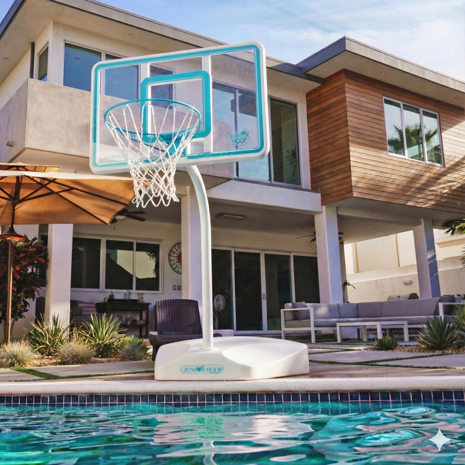 Junior Hoop Clear Pool Basketball Hoop, Aqua - Image 4