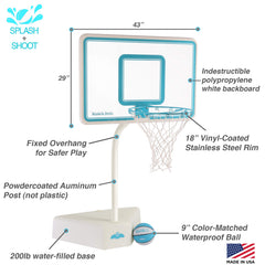 Splash & Shoot Clear Pool Basketball Hoop, Aqua (Fixed Height) - Image 4