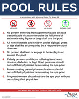 WYOMING Pool Rules Sign - WCWR 010-004-006, Ch. 6 §14 + §15