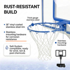 Splash & Shoot Clear Pool Basketball Hoop, Blue - Image 5