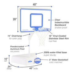 Splash & Shoot Clear Pool Basketball Hoop, Blue - Image 6