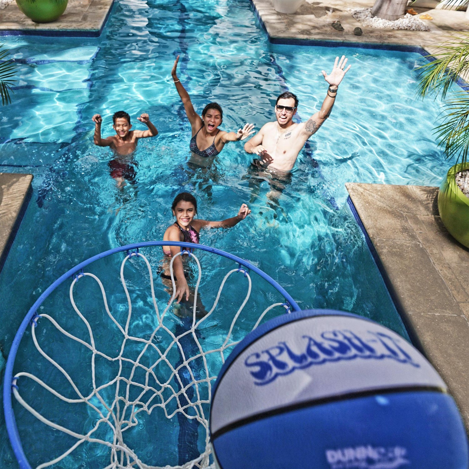 Splash & Shoot White Pool Basketball Hoop, Blue - Image 5