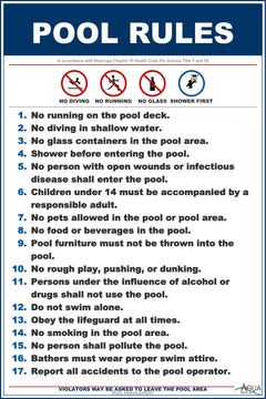 Arizona Pool Rules With Graphic Sign - 12 x 18 Inches