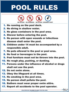 Arizona Pool Rules With Graphic Sign - 18 x 24 Inches