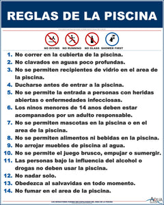 Arizona Pool Rules With Graphic Sign in Spanish - 24 x 30 Inches