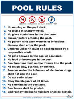 Arkansas Pool Rules With Graphic Sign - 18 x 24 Inches